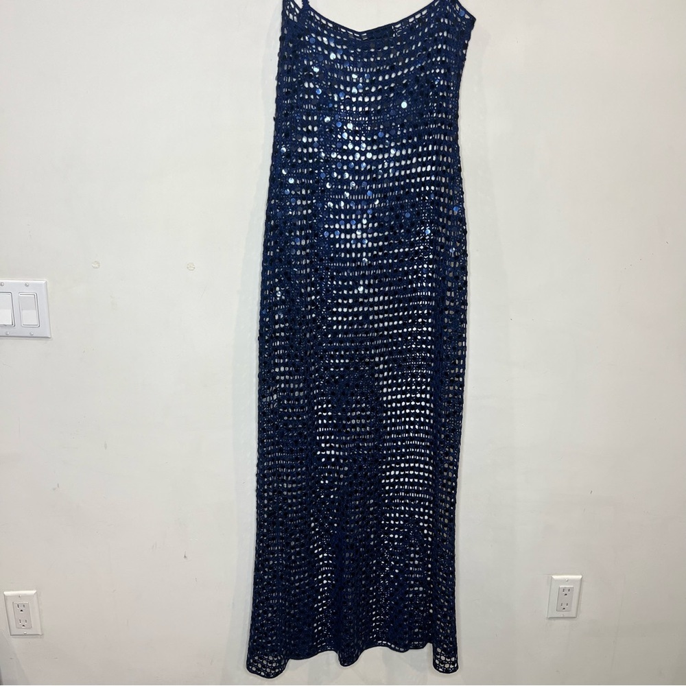 Rat and Boa Lupita glittering sequin crocheted blue maxi dress size S/M NEW! NWT - Picture 11 of 12